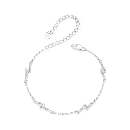 Pulsera con dijes de rayo, pulsera de plata esterlina 925 para mujer
