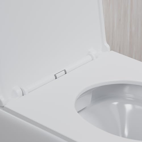 Sanitari In Ceramica Sospesi Vaso Bidet Rimless Bianco Lucido Sedile Soft-Close Chiusura Rallentata Mod. Nassau - 5
