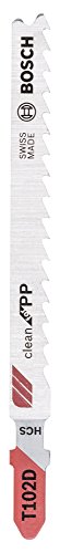 Bosch Professional 3X Lame Per Seghetto Alternativo Expert T 102 D Clean For Pp (Per Fogli Di Polipropilene, Accessorio Seghetto Alternativo)