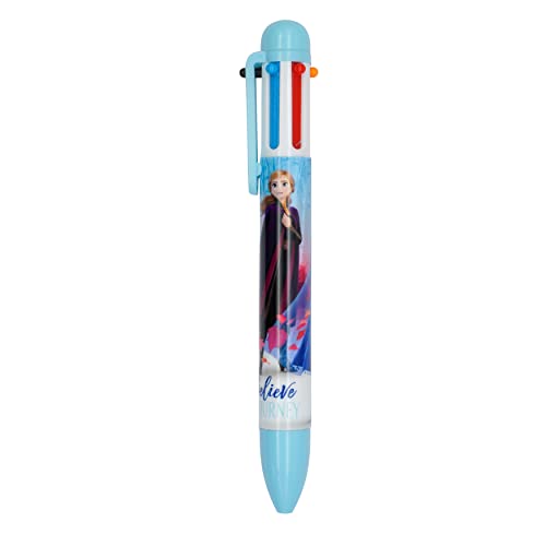 Stylo à bille coloré pour enfants - 1 pièce - Fabriqué en plastique durable multicolore - Idéal pour les loisirs créatifs des enfants de 3 ans et plus (La Reine des Neiges II - Bleu (6 couleurs) Cover