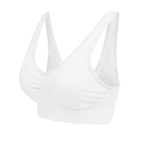 Boolavard ® Sport-BH Sport und Wohlfühl BH Bra nahtlos in Farbe Weiß und Schwarz (XL: 106-111cm (85B-90B), Weiß)
