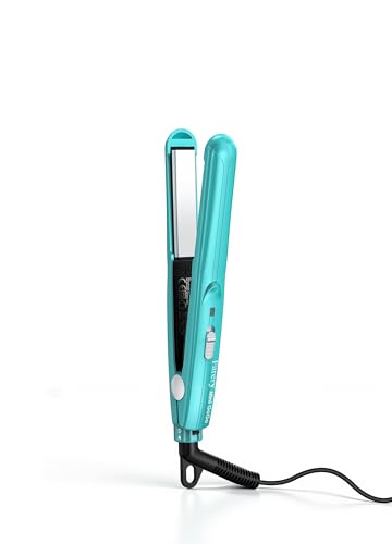 Farery Mini Fer Plat Céramique pour Cheveux Courts et Franges Bouclées, Légers et Portables, Tension Mondiale pour les Voyages, avec Pochette de Rangement, Bleu