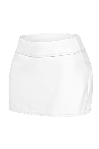 Image of REKITA Women Swim Skirt Solid Color Waistband Skort Bikini Bottom