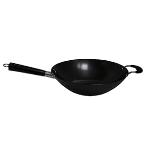 IMUSA USA 14″ Traditional Nonstick Coated Wok with Triangle Helper Handle
