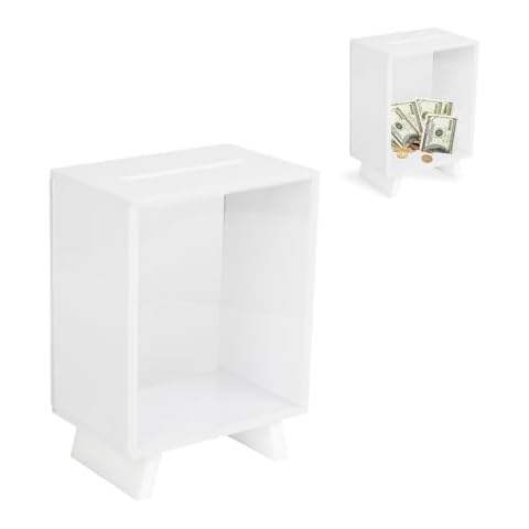 Lxmxgk Acrylic Piggy Bank, Acrylic Tips Box, Clear Piggy Bank Savings Box, Frame Coin Box, Cash Storage Container, Decorative Shadow Box, Clear Tips Coin Bank, Money Jar for Money Coin Cash Saving Cover