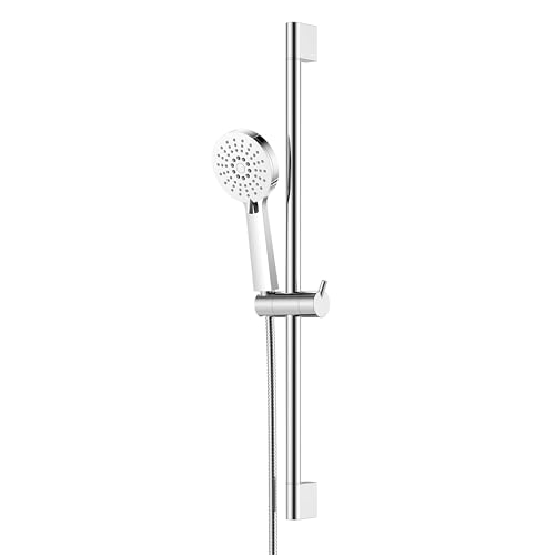 YOOZENA Shower Rail Kit, Shower Column Without Mixer, Adjustable Support Bracket, Flexible Hose, 3-Function Handheld, Chrome
