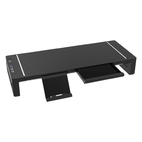 Generisch Estante de oficina ajustable - Soporte de pantalla elevado | Estante de mesa con cajones, concentrador de pantalla de ordenador, plegable 20,47 -pulgadas