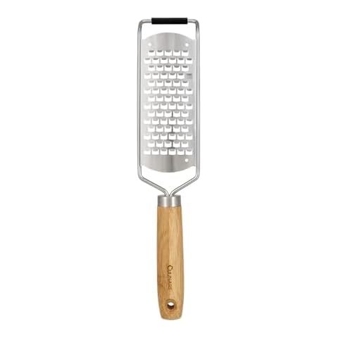 Culinare Naturals C70002 Coarse Grater, Sustainable Bamboo/Stainless Steel, (L)310 mm x (W)70 mm, Manual Hand Held Grating Tool/Utensil with Handle, Sharp Acid-Etched Blade, Not Dishwasher Safe Cover