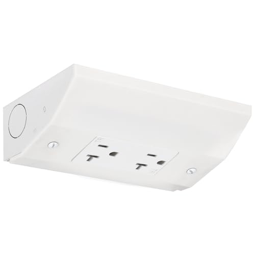 Under Cabinet Outlet Box with 15 Amp Standard Outlet (UL Listed) Slim Under Cabinet Outlets Easy to Install Reserved Knock-Out Holes Solid Materials and Quality Finish Keep the Backsplash Clean