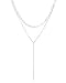 CULOVITY Exquisite Layered Choker Bar Pendant Sequins Lariat Necklace for Women Silver Tone 1Pcs