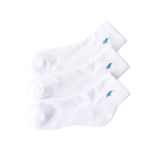 Polo Ralph Lauren 93246914 Womens Socks 3 Pair Set Footed Pile One-Point Short Socks Unisex Adult 03.White 3 29-33 US