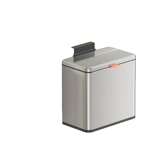 BtcFu ステンレス製壁掛けゴミ箱、容量5L/8L、キッチン家庭用フリップトップゴミ箱,密閉、防臭 (5L,ステンレスカラー)