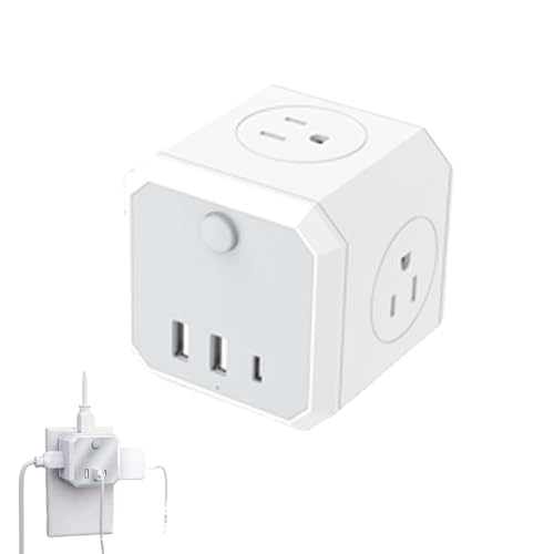 Divisor de Enchufe,Toma Cúbica con Puertos de Carga USB para Múltiples Dispositivos como Teléfonos y Tabletas - Convertidor De Múltiples Enchufes | para Uso en el Hogar Oficina Escuela en Interiores y