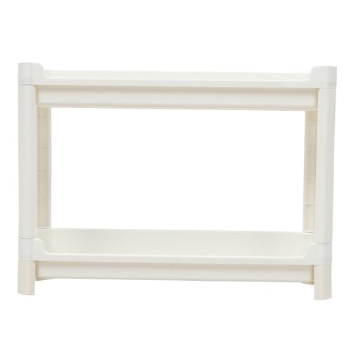 NULYLU Estantería de Plástico de 2 Niveles para Esquina, Estante Compacto para Baño y Hogar, Organizador Multiusos para Almacenamiento en Cocina, Sala y Baño, Resistente y Fácil