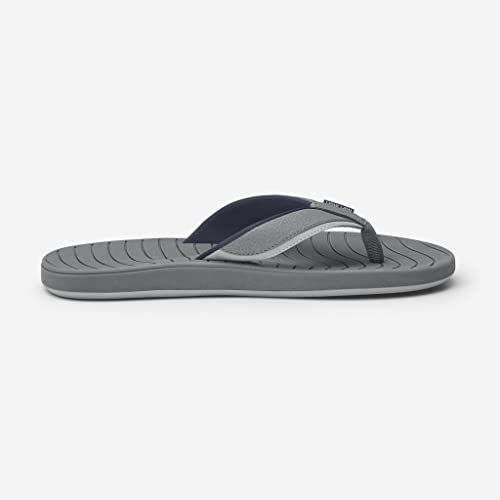 Hari Mari Brazos II Men's Flip Flops - Premium Rubber Water-Resistant Beach Sandals with Comfortable Memory Foam Leather Straps and Arch Support- Charcoal, Size 113