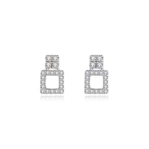 Pendientes de tuerca de moissanita, cuadrados para mujer con moissanita, Metal, Moissanita