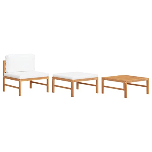 RONGQI 3-TLG. Garten-Lounge-Set mit Creme Kissen, Lounge Gartenmöbel Set, Terassenmöbel Wetterfest, Gartenlounge, Balkon…