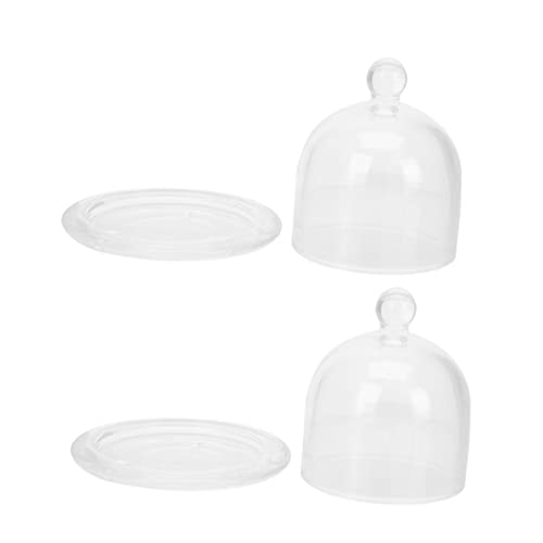 STOBAZA 2Pcs Glass Cake Tray with Dome Cover Elegant Dessert Stand for Weddings Parties and Events Premium Heat Resistant Material for Displaying Cakes and Pastries