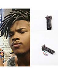 Dreadlock Extensions For Men 6 inch Synthetic Dreads Handmade Mens Dreadlock Hair Extensions 20 Strands/Pack Dreads Hair 171#,Deep Grey Color