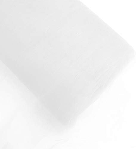 Colorido perno de tul de tela de 54 pulgadas por 40 yardas (120 pies) para bodas y decoración, vestido personalizado, arte y manualidades (blanco)
