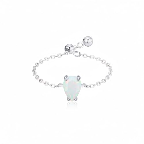 Anillo de compromiso de platino, anillos de compromiso para mujer con ópalo, plata, talla 54 (17.2), mejor amiga regalos