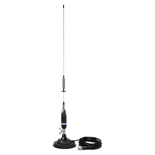 Albrecht S75 CB-Funk Antenne Mobil-Antenne mit Magnetfuß 127 mm 76 cm Gesamt-Länge Komplett-Set inkl. 4 m Kabel & PL-Stecker neigbar aus Edelstahl