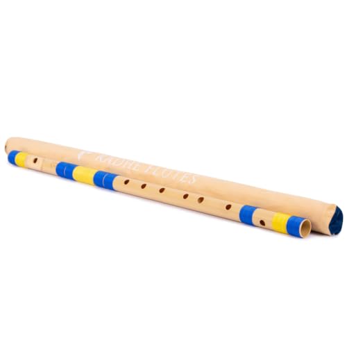 Image of Radhe Flutes PVC Fiber Bass G With Velvet Cover (Beige Flute With Blue & Yellow Threads)