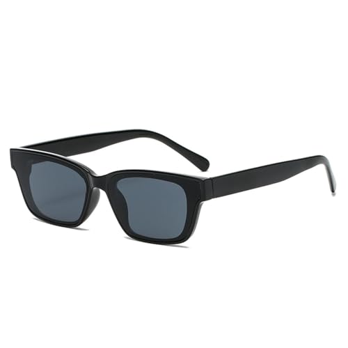 Lunettes de soleil rectangulaires noires vintage pour femme mode rétro carré et protection UV400