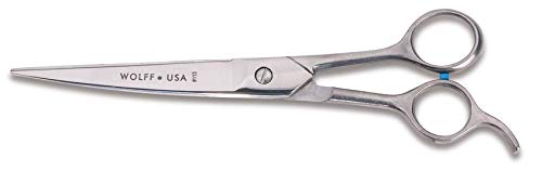 Wolff Grooming Shears - 7.0 to 9.0, Choose Straight, Curved, Bent Shank, Ball Tip 8.5" Filipino - Curved Silver