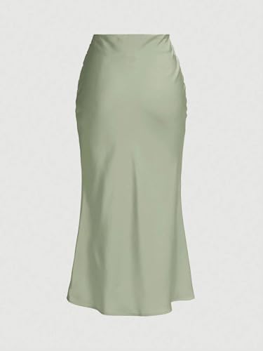 Elegant Solid Color Satin High Waist Skirt 2025 Fashion Skirts for Women2