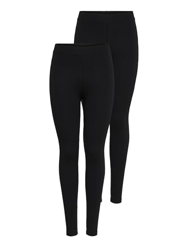 ONLY Onllive Love New Leggings 2-PK Noos, Negro (Black Pack: Black and Black), L Mujer