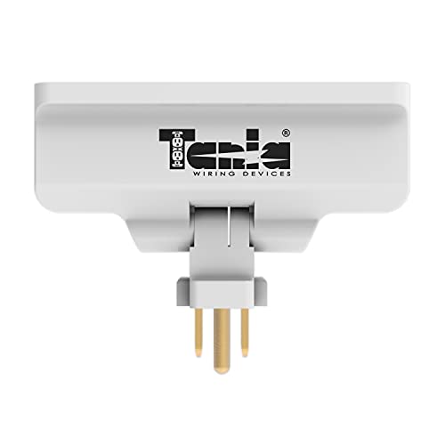 Tania Wiring Devices Ul Listed 3-Outlet Grounded 180 Degree Swivel Wall Tap, Swivel Outlet Extender, Outlet Plug Adapter, Swivel Outlet, 3 Plug Outlet Adapter - White, 1-Pack #TOP3