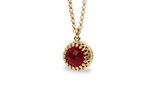 Collier de Grenat en Or Rose 14k, le cadeau d'anniversaire idéal pour femme