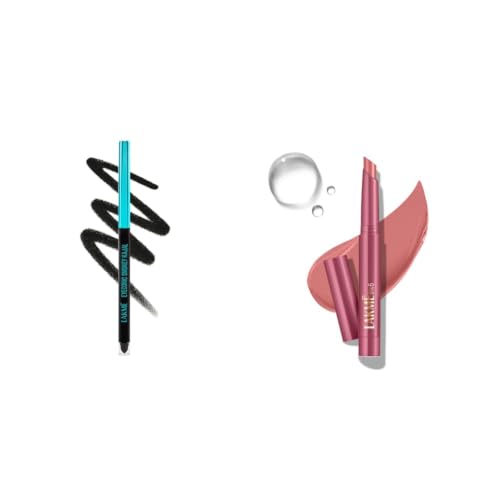 Image of LAKME 9-5 Eyeconic Smokey Kajal, Black 0.35g, for Smokey Eye Perfection, with 2x Darker Pigment, Smudge-Proof and Waterproof, Long-Wear Formula Lakme 9 to 5 Forever Matte Lip Crayon, Work Nude 1.1g