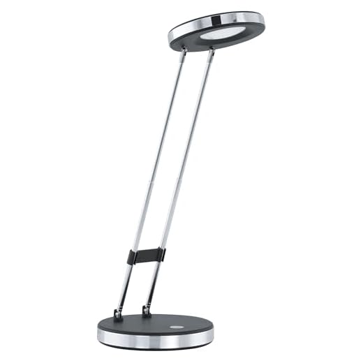 EGLO LED Tischlampe Gexo, 1 flammige Tischleuchte Modern, Klassisch, Schreibtischlampe aus hochwertigem Kunststoff und Stahl, Bürolampe in Schwarz, Chrom