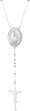 GIOFEOIK Collar Virgen Maria para Mujer Rosario Acero Inoxidable Cruz Jesus Crucifijo Pendejo Cadena Ajustable Joyeria Fe Religiosa Regalo Cristiana Catolic, Plata 3