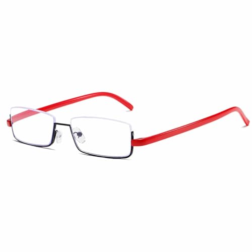 BILIZA Lunettes de Lecture Demi-Monture pour Hommes et Femmes, légères, bloquant la lumière Bleue, pour Ordinateur, Monture TR90, avec étui (Couleur : Red, Taille : 1.75X)