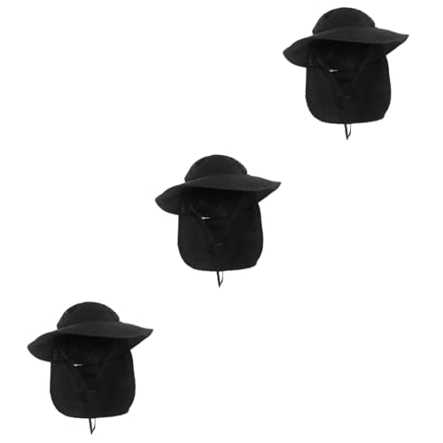Chapeau protection solaire respirant noir à larges bords lot de 3 contre les coups de soleil