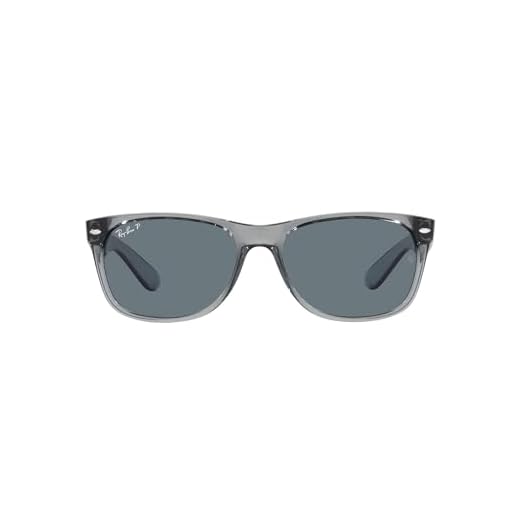 Ray-Ban Óculos de sol RB2132 New Wayfarer Square, Cinza transparente/azul escuro polarizado, 58 mm
