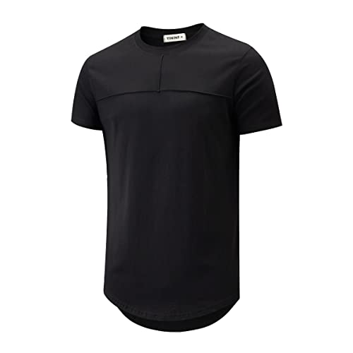 Image of YININF Men's T-Shirts Hipster Short Sleeve Solid Color Crew Neck Cotton Soft Fitted Tees