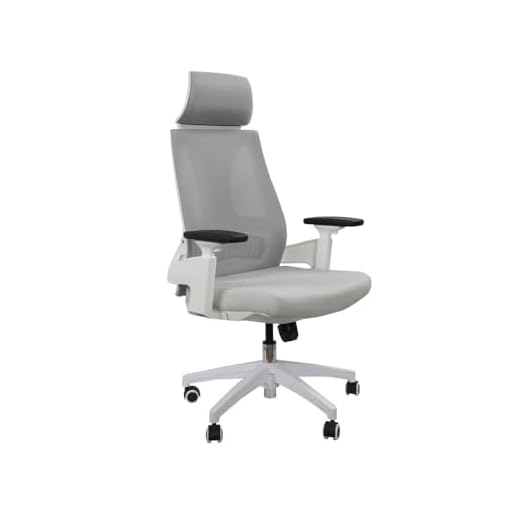 Cadeira de Escritório Elements Helene Special Branca e Cinza, Braços 3D, Apoio cervical
