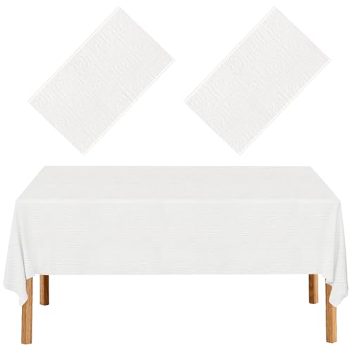 EUVBOKW 2 Pack White Paper Tablecloth for Rectangle Tables