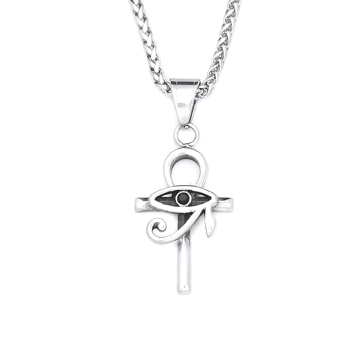 Collier pour hommes vintage oeil d'Horus en acier ciselé style punk