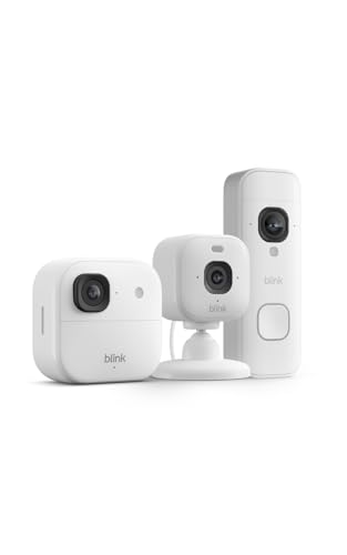 Image of Blink Outdoor 2K+, Mini 2K+, and Battery Doorbell 2K+ (newest model) - Complete 2K security, long-lasting battery. Sync Module Core included - 2 Cameras + Doorbell (White)