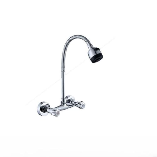 Mitigeur mural double trou pivotant à 360° en chrome flexible