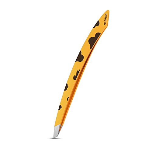 MR.GREEN Curve Handle Eyebrows Tweezers Professional Fine Hairs Removal Puller Makeup Tools Stainless Steel Beauty Clips Removal (Yellow)