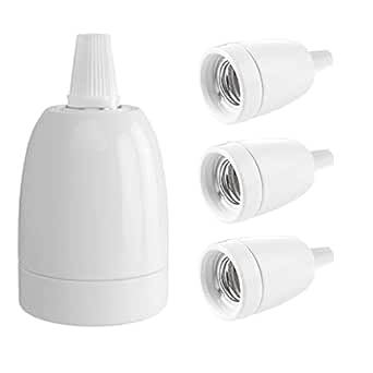E27 Lamp Holder White Ceramic/porcelain Plastic Edison Screw Light Bulb Socket, UK Standard 110–240V, Ceiling DIY Lighting Fitting, Durable Light Socket for Home Commercial Use