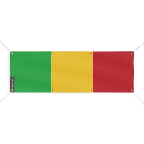 Drapeau du Mali 140x420cm de haute qualité avec 8 oeillets renforcés pour mât