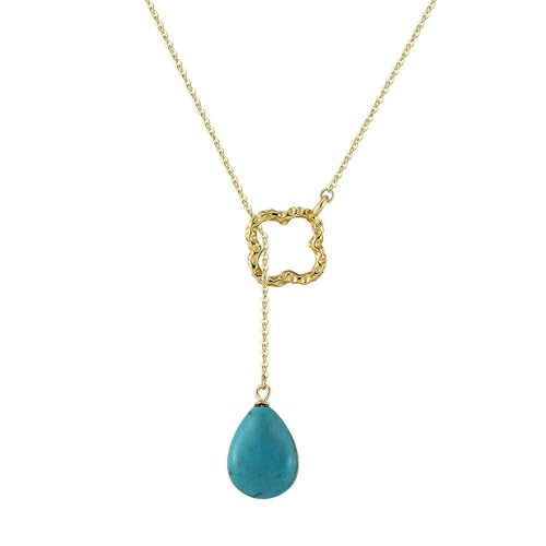 Collier à quatre feuilles femmes argent sterling turquoise véritable naturel