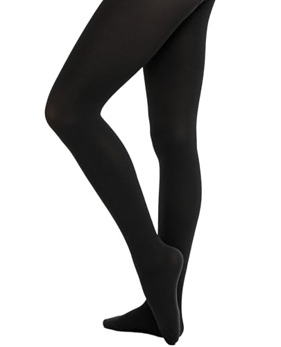 Wikoan Medias para Mujer Ajustadas con Pies 80 Deniers Medias Específicas para Danza,Negro,S-M